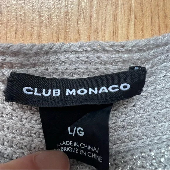 ❌SOLD❌Club Monaco Silver batwing Cotton sweater - Picture 2 of 4